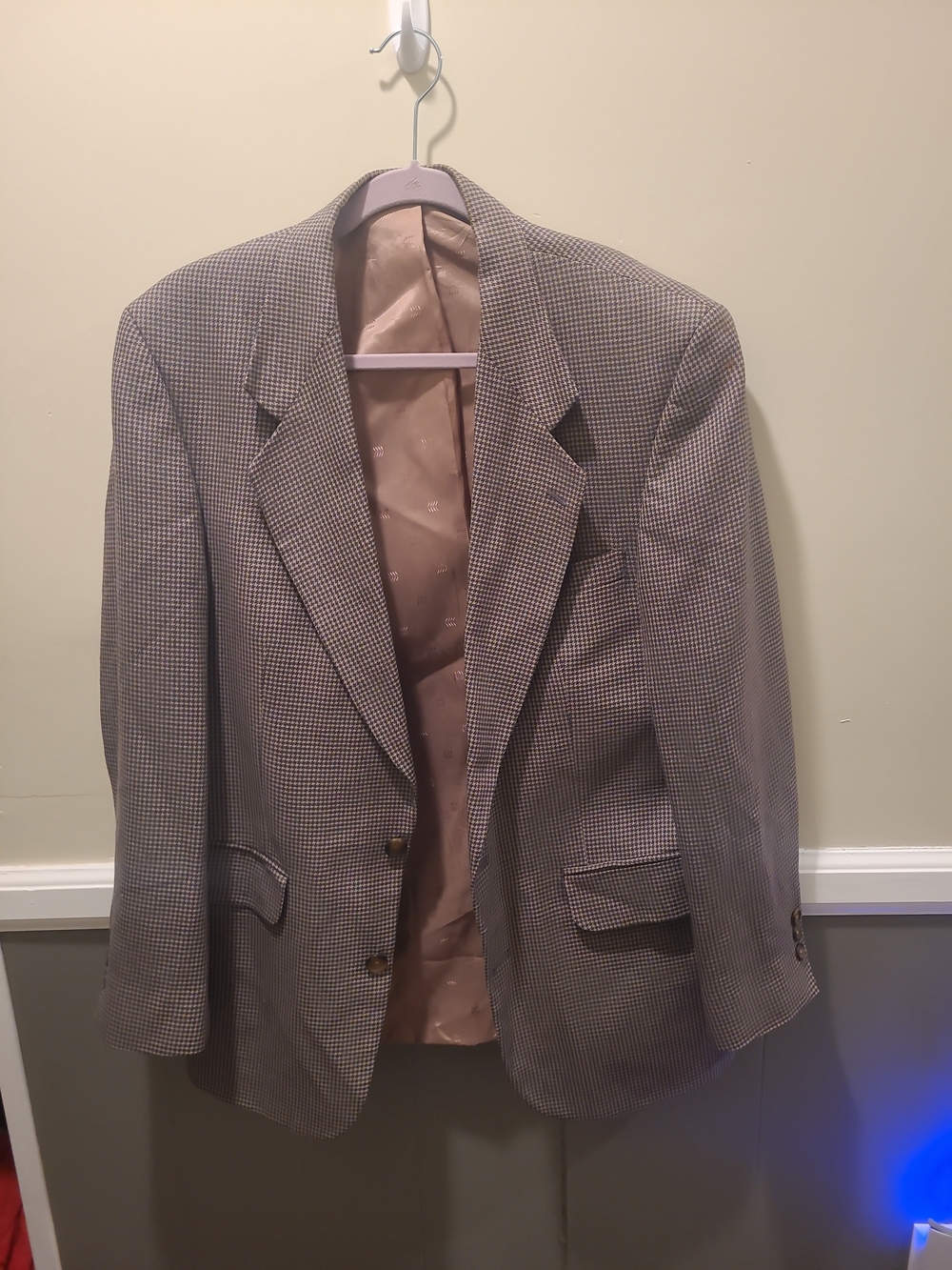 Lana Moda Fine Fabric Italian Suit Jacket Herringbone Made In USA 40R FLAW